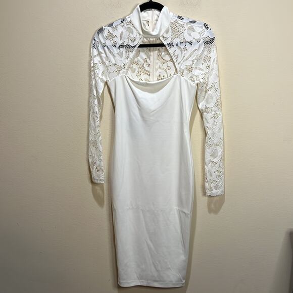 Nookie Lady Lace Long Sleeve Midi - White Size M - Picture 3 of 9